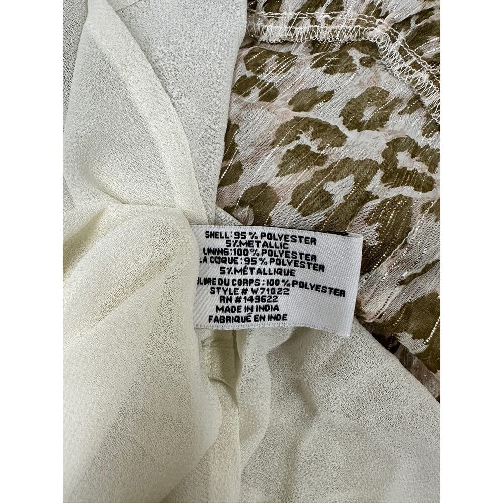 WALTER BAKER  Faber Tie-Detailed Leopard-Print Metallic Georgette Dress Sz 4 - Picture 12 of 13